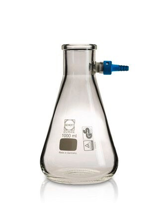 Flask, SF 100 Suction Flask, 1000 ml with tubing nozzle, vacuum filtration apparatus accessories