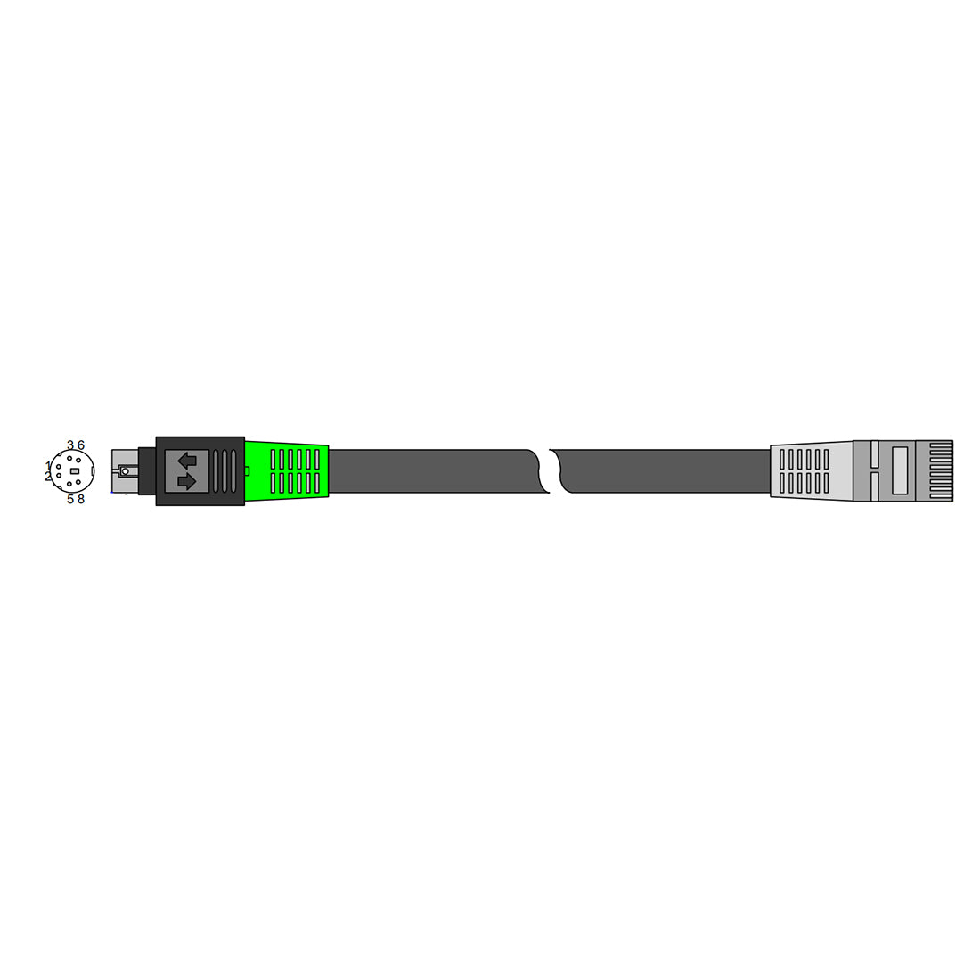 Communication cable Mini-DIN to RJ45, 1.5m