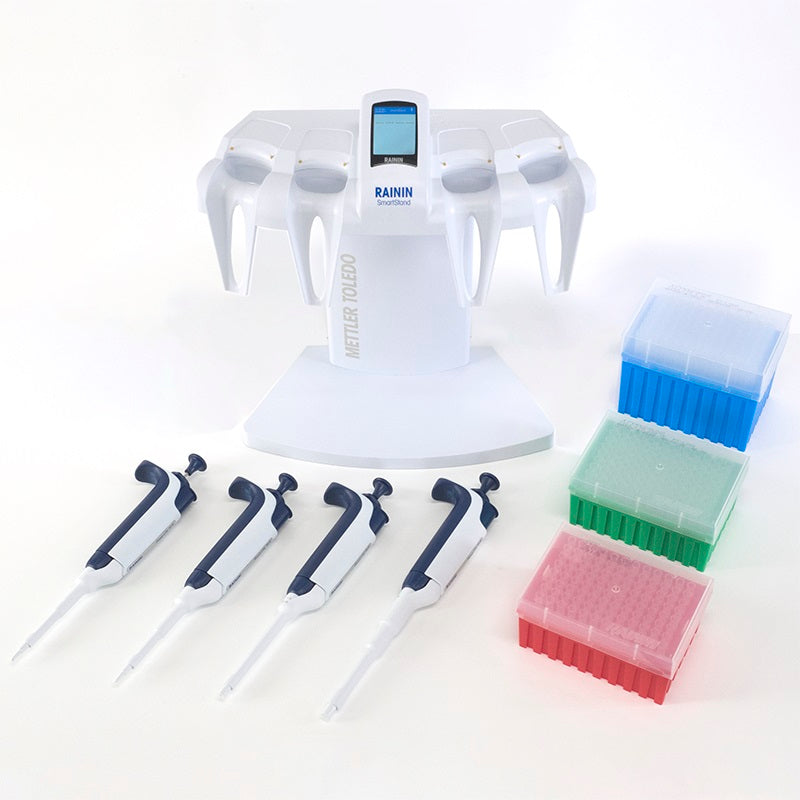 Starter Kit Including 4 LTS Pipet-Lite XLS+ Manual Single-Channel Pipettes LTS LiteTouch 2ul, 20ul, 200ul, 1000ul, 1 Smartstand, 3 Racks LTS Tips
