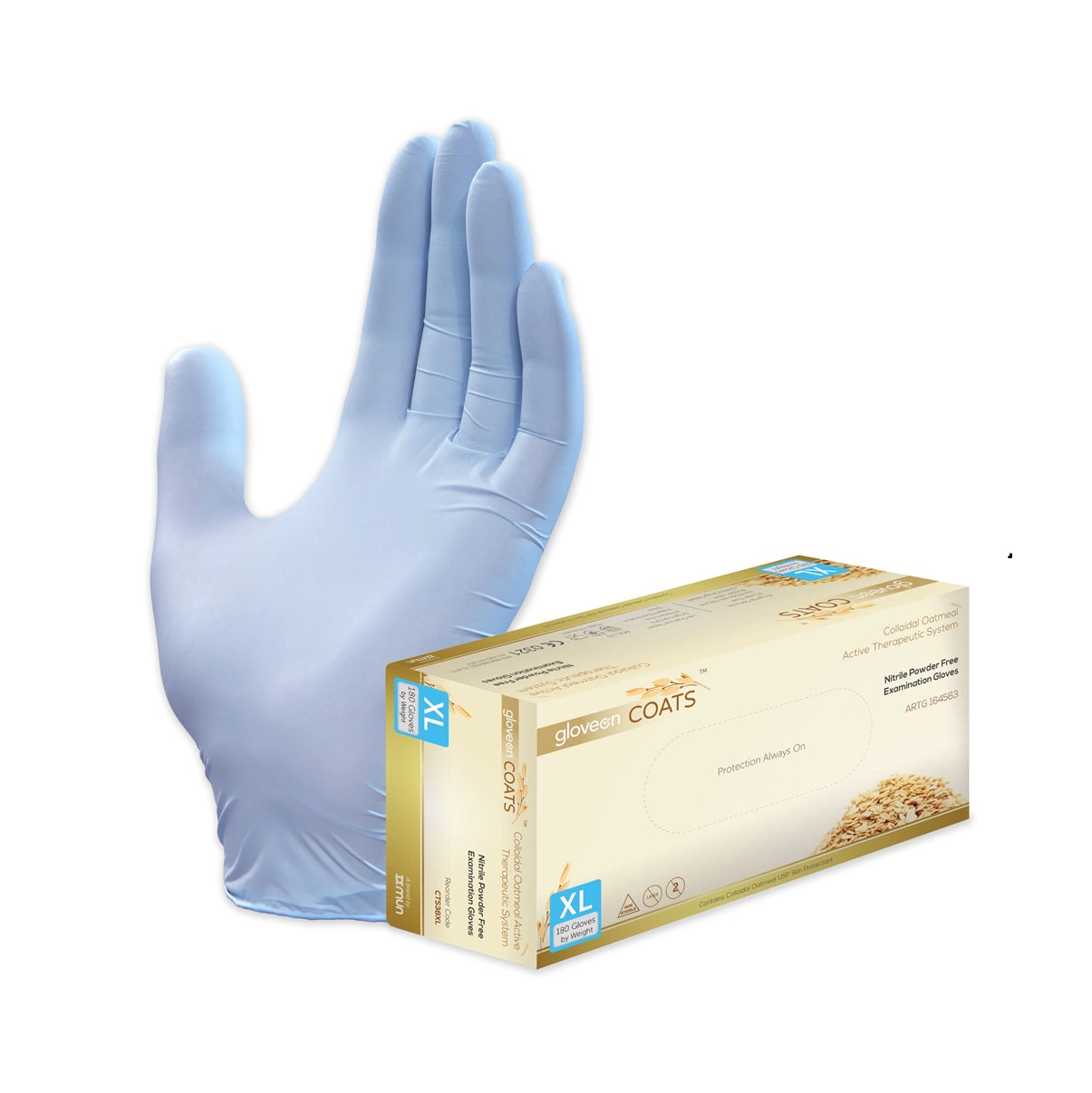 GloveOn® COATS® Colloidal Oatmeal Coated Nitrile Exam Gloves, Extra Large (previously CTS38XL)