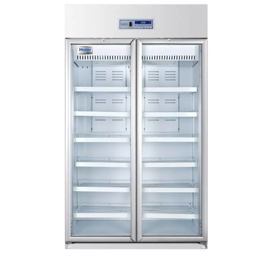 Haier HYC-940 Pharmacy Refrigerator 2~8°C, Double Glass Door Upright, Capacity 940L