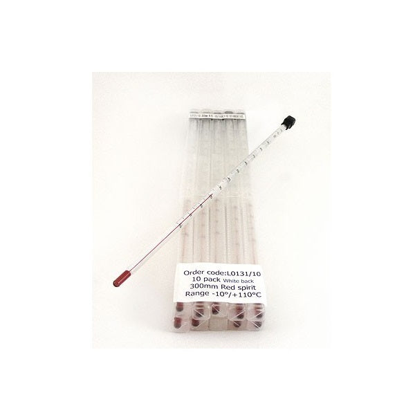 Thermometer -10/+110°C, 0.5 degree divisions, length 305mm, Red Spirit