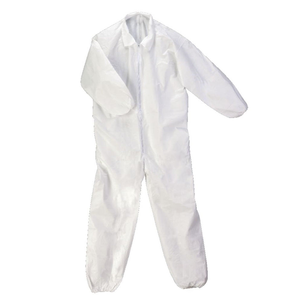 Coveralls, Irradiated with Attached Hood and Fluid-Impervious Boot Covers, Large