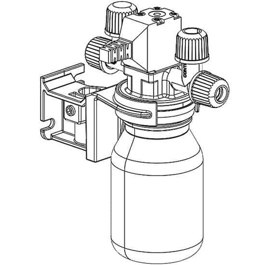 Valve unit Including Woulff bottle, 125mL, P+G, holder