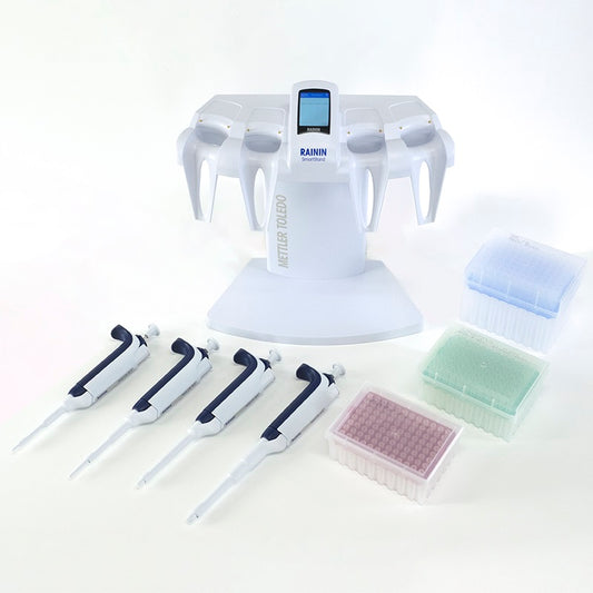 Starter Kit Including 4 Universal Manual Single-Channel Pipettes LiteTouch 2ul, 20ul 200ul 1000ul, 1 Smartstand, 3 Racks Universal Tips