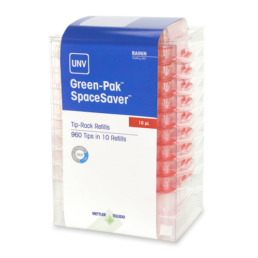 Tip 10ul, Universal-Fit, Green-Pak Spacesaver Stacked Refills, Low Retention