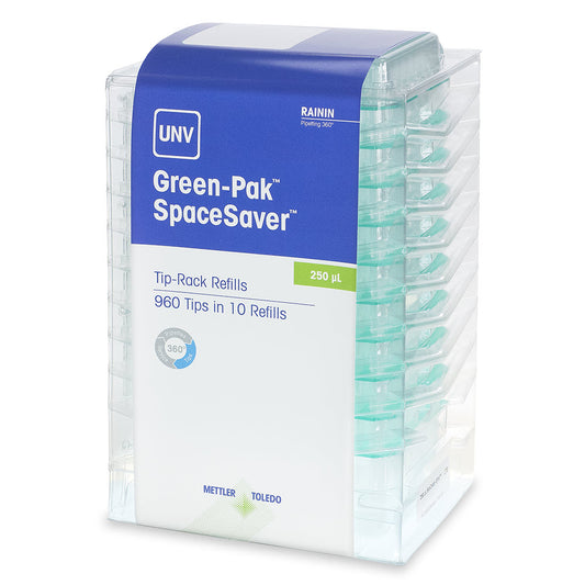 Tip 250ul, Universal-Fit, Green-Pak Spacesaver Stacked Refills (replaces 17005087)