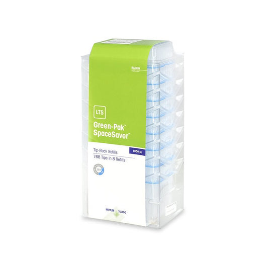 Tip 1000ul For Rainin Pipettes With LTS LiteTouch, Green-Pak Spacesaver Stacked Refills, Sterile, Low Retention