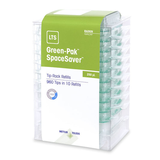 Tip 250ul, For Rainin Pipettes With LTS LiteTouch, Green-Pak Spacesaver Stacked Refills, Sterile (replaces RAIN17005092)