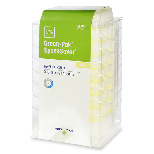 Tip 300ul, For Rainin Pipettes With LTS LiteTouch, Green-Pak Spacesaver Stacked Refills