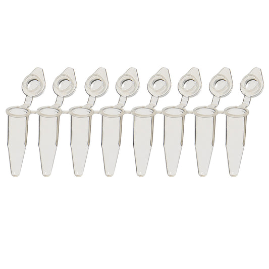 0.2 mL 8-Strip PCR SnapStrip® Tubes with Individually-Attached Dome Caps, Clear
