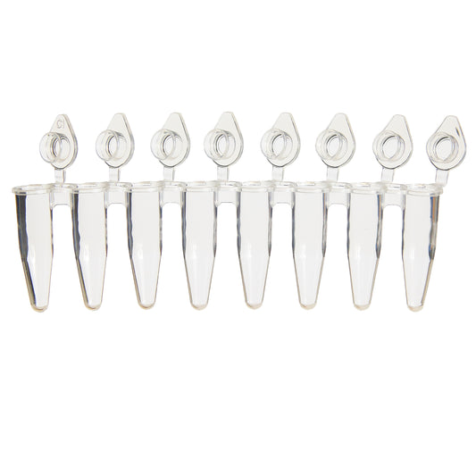 0.2 mL 8-Strip PCR UltraFlux® i Tubes, with Individually-Attached Flat Caps, Clear