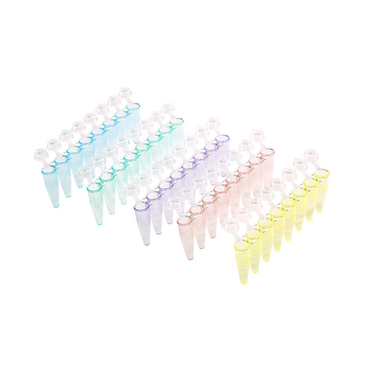 0.2 mL 8-Strip PCR UltraFlux® i Tubes with Individually-Attached Flat Caps, Assorted