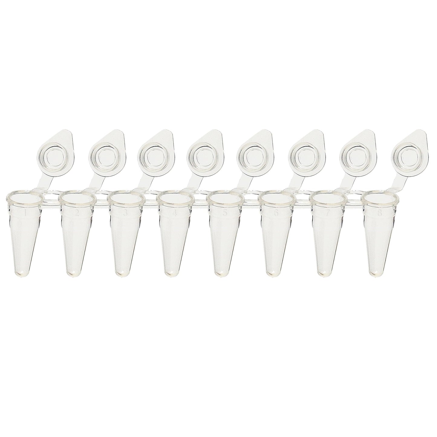 0.1 mL 8-Strip PCR UltraFlux® i Tubes, with Low-Profile,  Individually-Attached Flat Caps, Clear
