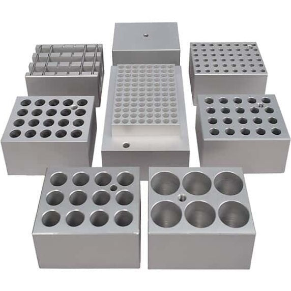 Heating Block, Single Wide, Aluminum, 12 x 16 mm diammeter tubes