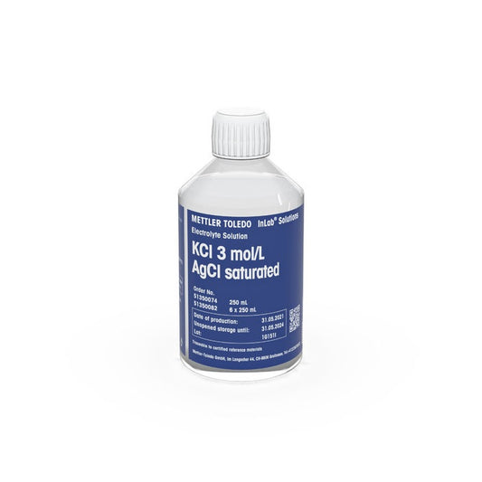 KCl-solution 3 mol/L, AgCl saturated, for Ag/AgCl reference systems 250mL