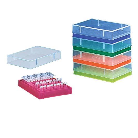 Rack PCR Work Up 96 Place, with Lid, Fluorescent Assorted