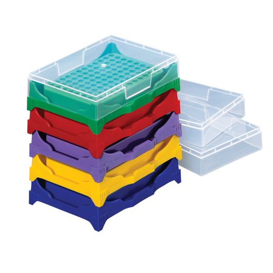 Rack PCR WorkUp 96 Place, Stacking, Locking Lid, Assorted
