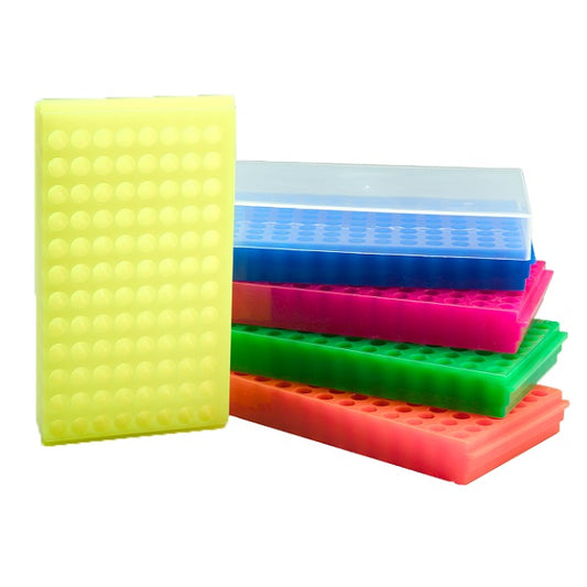 Rack 96 Place Flipper 0.5ml/1.5-2ml With Lid Assorted Blue
