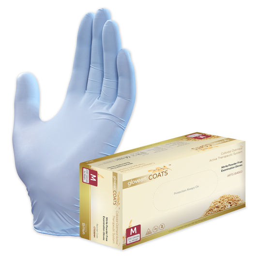 GloveOn® COATS® Colloidal Oatmeal Coated Nitrile Exam Gloves, Medium