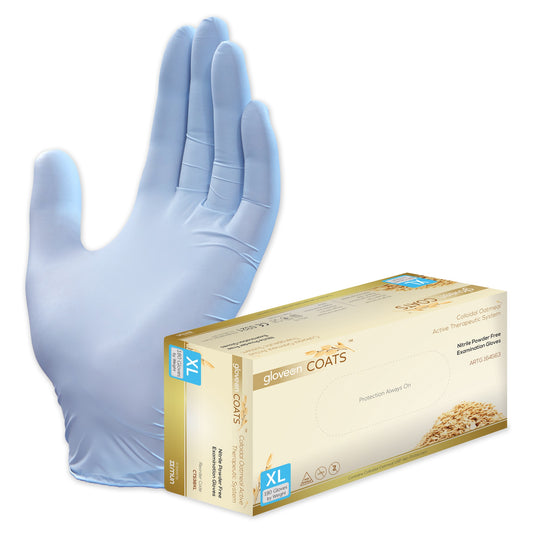 GloveOn COATS® Colloidal Oatmeal Coated Nitrile Exam Gloves Extra Large