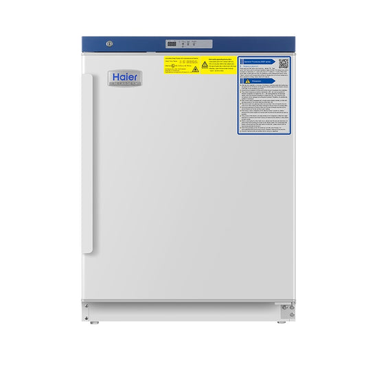 Haier DW-25L92SF Biomedical Freezer, Under Bench Freezer, -25°C, Capacity of 92L, Spark Free with white interior.