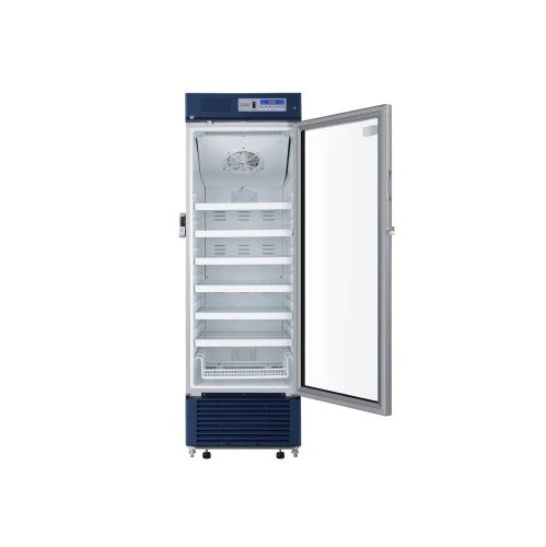 Haier HYC-390 USB Pharmacy Refrigerator 2-8°C, Upright with Glass Door, Capacity 390L