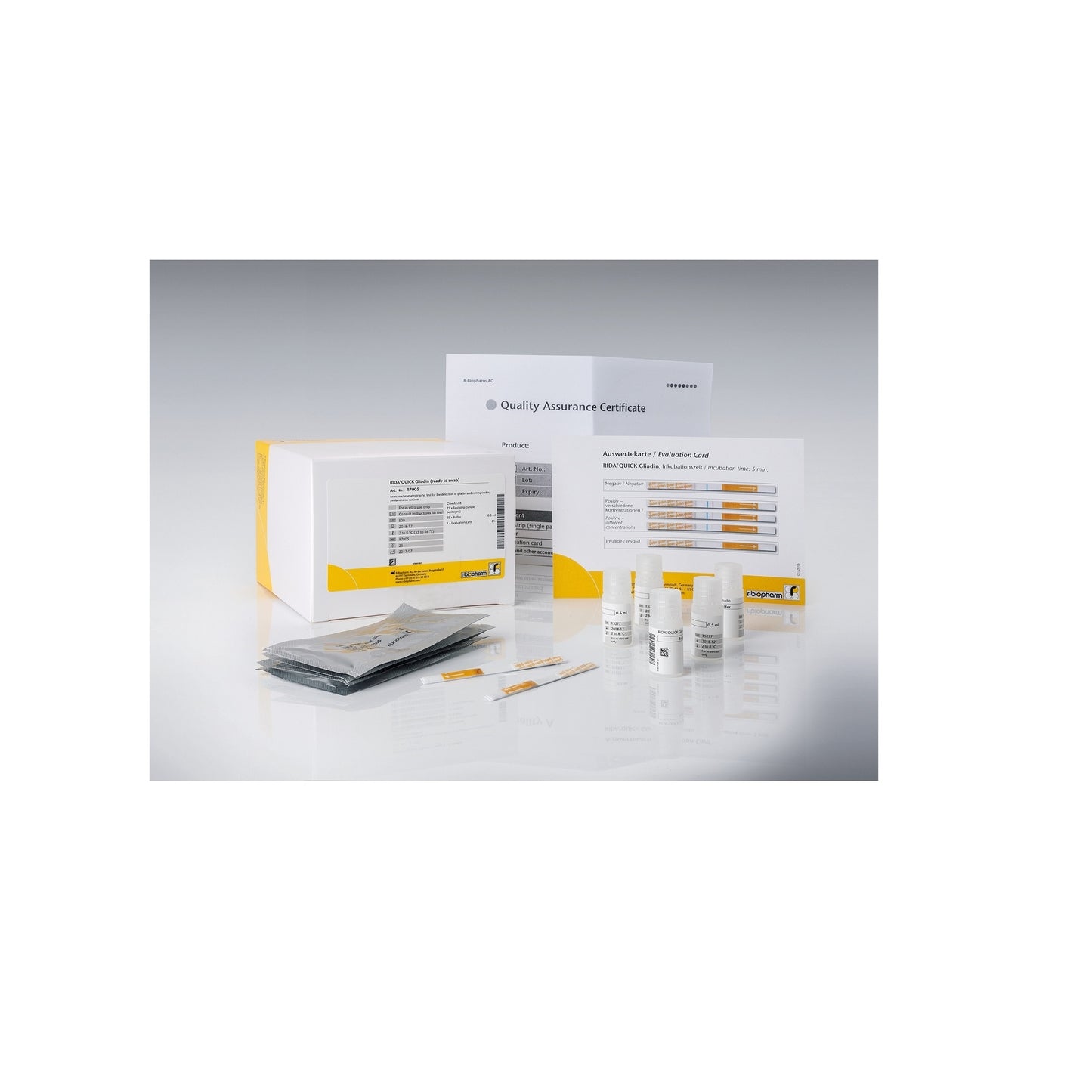 RIDA QUICK Immunochromatographic Test Gliadin (ready to swab) Prefilled Vials, kit for 25 Samples