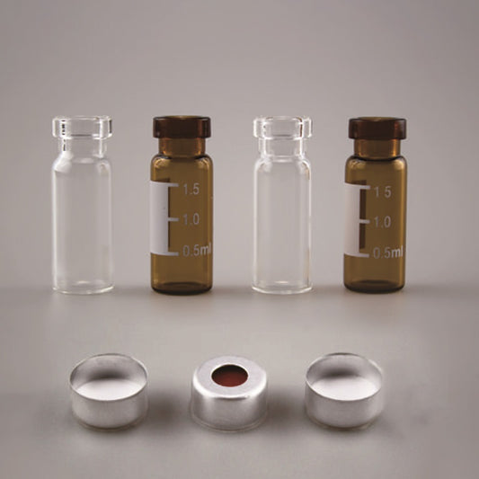 Glass Sample Vial, 2ml, Clear, 11mm crimp top, graduated with writing area (cap not included)
