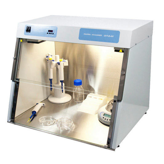 UV Cabinet/PCR Workstation Economy, Glass Front, Dual UV Protection Lamp And UV Recirculator, Int. Power Socket