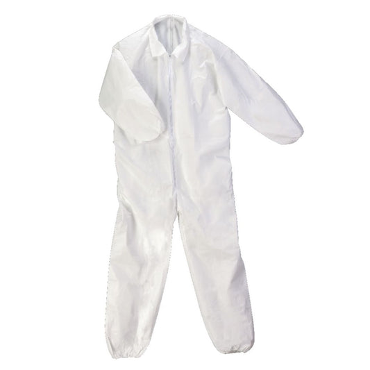 Coveralls, Irradiated with Attached Hood and Fluid-Impervious Boot Covers, Medium